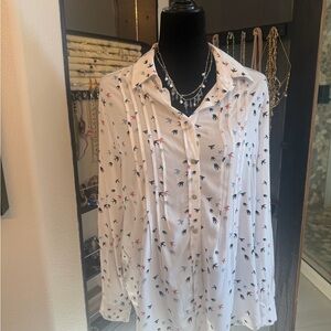 Women's White Patterned Blouse